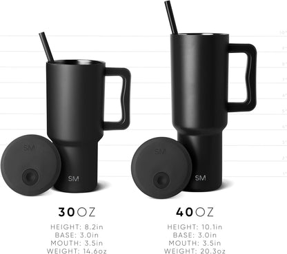 Simple Modern 40 oz Trek Tumbler with Handle and Straw Lid | Cup Holder Friendly Insulated Stainless Steel Travel Mug | Sea Glass Sage - Colors A
