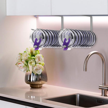 Tumbler Lid Organizer, Horizontal Tumbler Lid Storage Hook Up to 10 Lids, Space Saving Cup Lid Holders Under Cabinet Tumbler Lid Hook for Kitchen Organizer and Storage,Hanging Paper Towel Rack Hanger