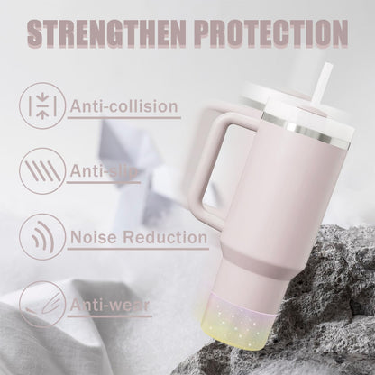 Jelly Luster Glitter Silicone Transparent Boot for Stanley 20-40oz, Compatible with Hydro Flask or Other Water Bottle Tumbler, 2.85-3.0 inch Protective Anti-Slip Bottom Sleeve Cover