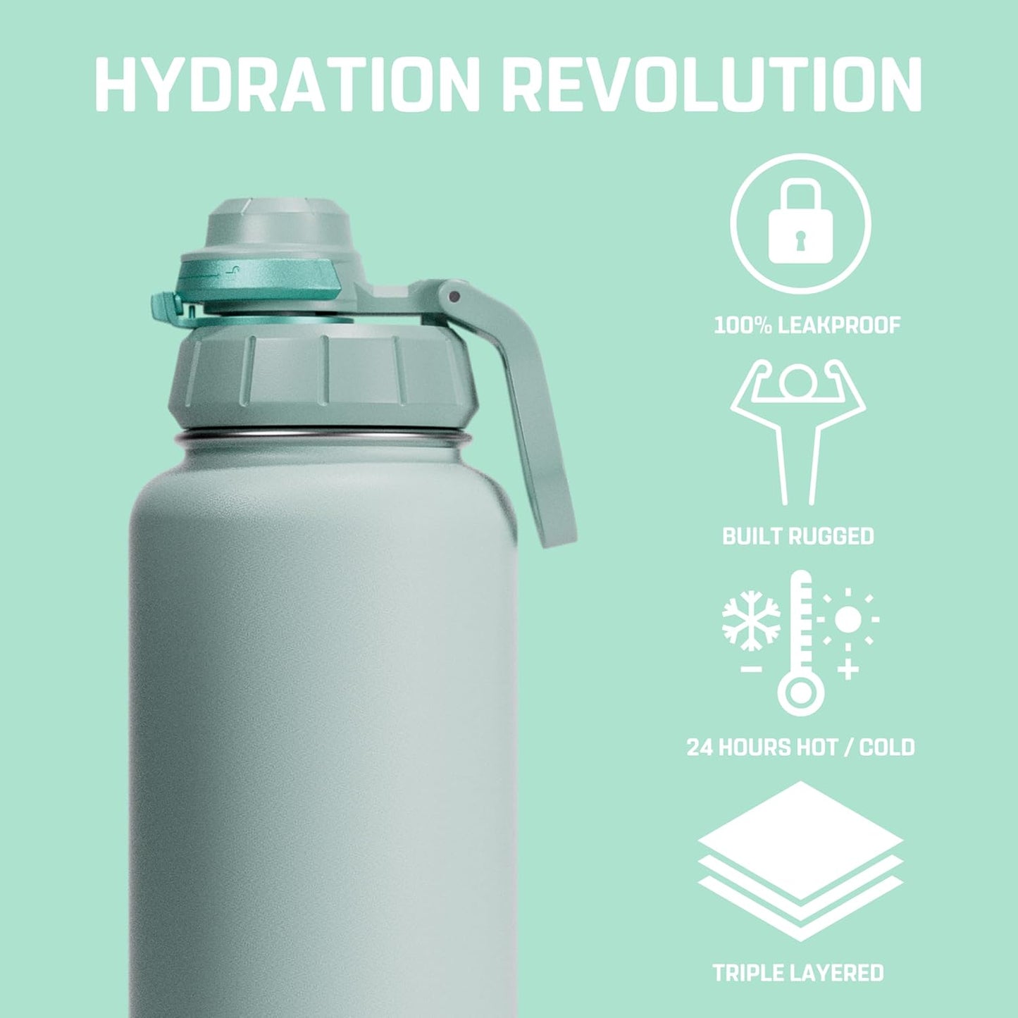 Vesmoon Vessence 24 Oz Stainless Steel Tea Infuser Bottle for Loose Leaf Tea, Water, Herbs, Fruits - Triple Layered Insulated, Leak Proof Bottle with Lid and Clip Handle - 24 Hours Hot/Cold