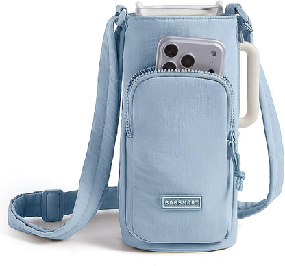 BAGSMART 40oz Magnetic Water Bottle Holder with Strap, Drink Carrier Bag Crossbody Gym Bag, Gym Accessories for Women/Men
