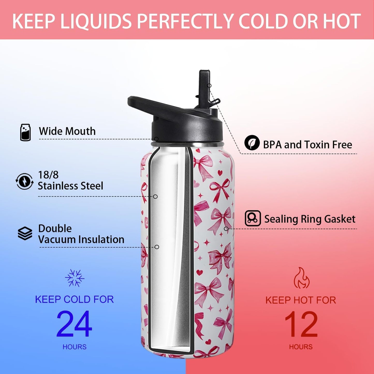 32 oz Pickleball Insulated Water Bottle with Straw - Pickleball Gym Hiking Sports Coffee Mug | Perfect Pickleball Gifts for Women, Pickleball Decor Accessories