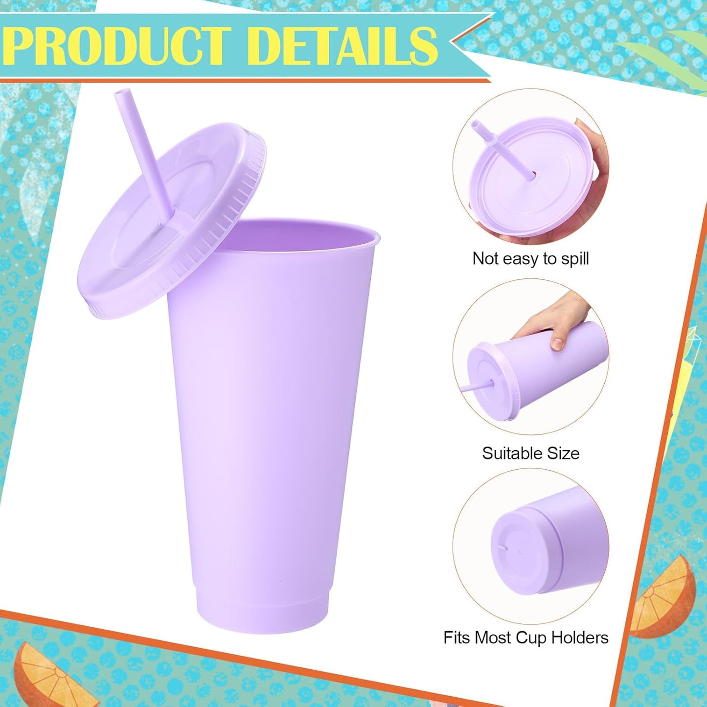 Honeydak 15 Pack Tumbler with Straw and Lid Bulk Cups for Gifts Water Bottle Iced Coffee Travel Mug Cup Reusable Plastic Tumblers for Party Birthdays 24-27 oz (Solid Color)