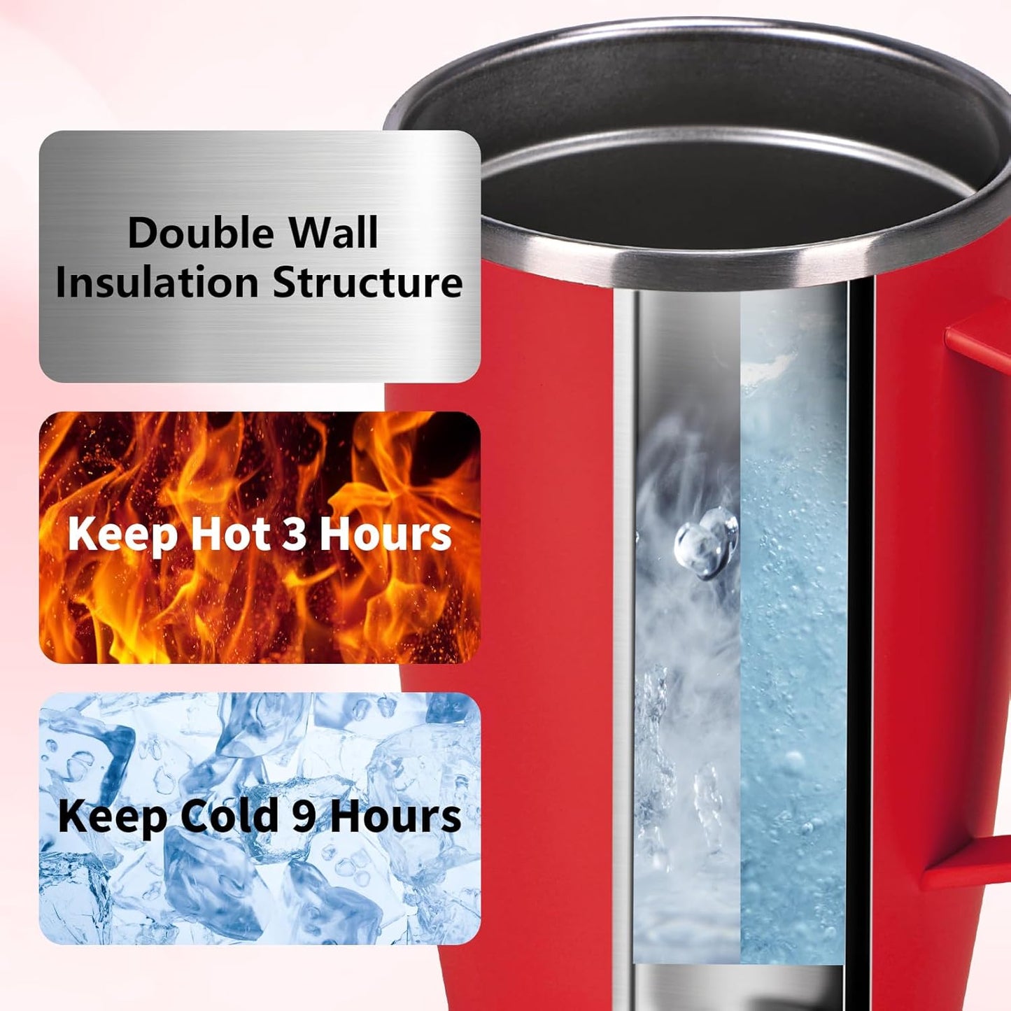 Trwcrt 19oz Insulated Coffee Mug with Handle, Double Wall Vacuum Stainless Steel Travel Coffee Tumbler, Blue