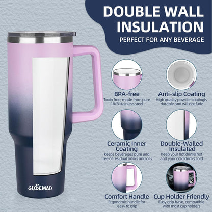 20 oz Insulated Coffee Mug with Ceramic Coating, Stainless Steel Travel Mug Tumbler with Handle Lid and Straw, Double Wall Leak-Proof Coffee Travel Mug Keeps Drink Hot and Cold (Black)