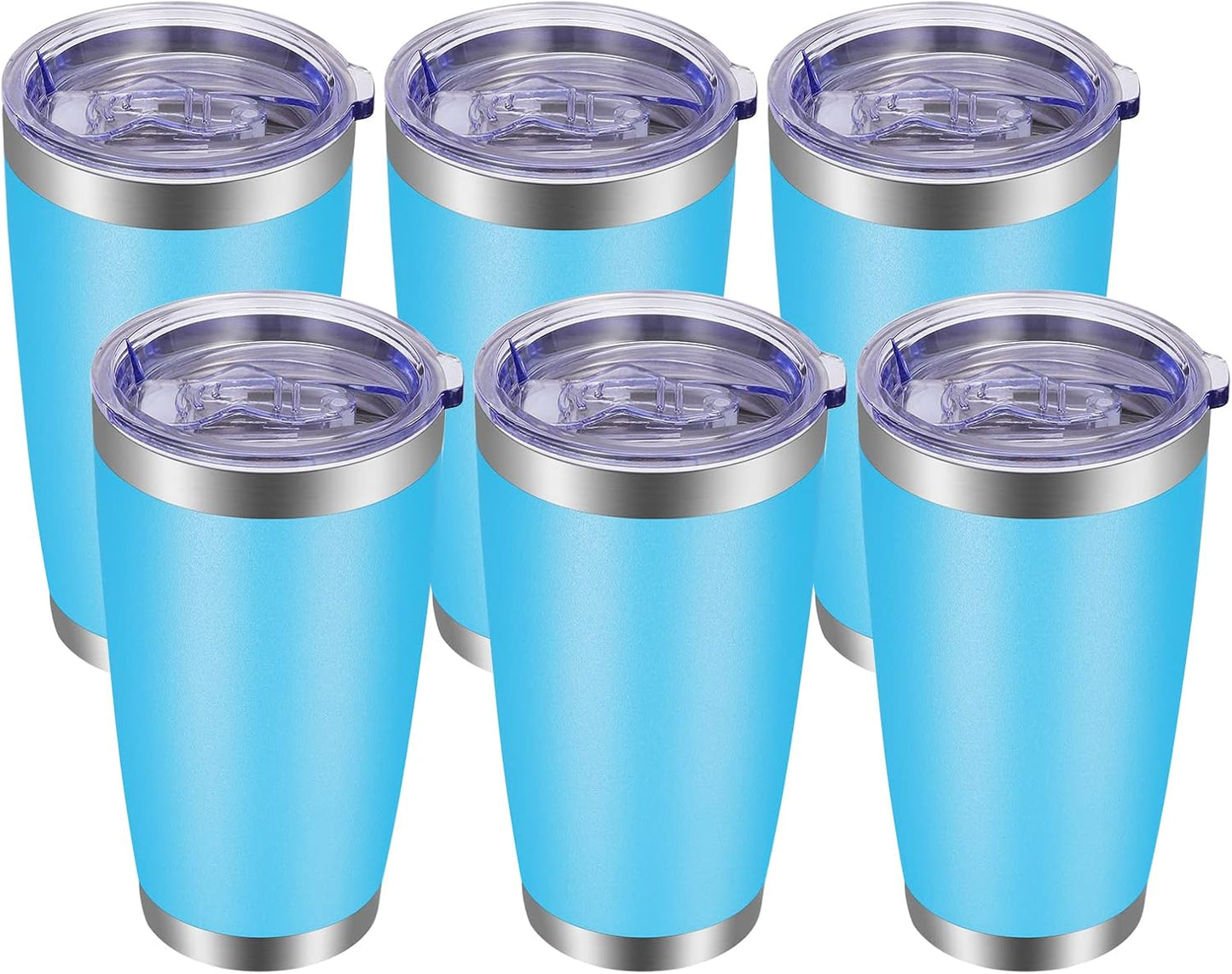 VEGOND 20oz Tumbler with Lid and Straw Stainless Steel Tumbler Cup Bulk Vacuum Insulated Double Wall Travel Coffee Mug Powder Coated Coffee Cup, Black, 12 Pack