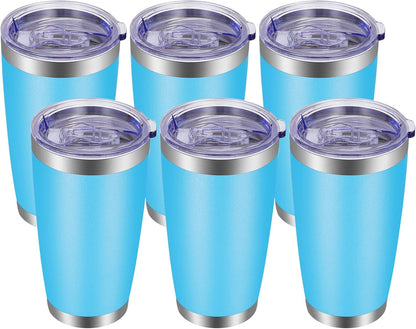 VEGOND 20oz Tumbler with Lid and Straw Stainless Steel Tumbler Cup Bulk Vacuum Insulated Double Wall Travel Coffee Mug Powder Coated Coffee Cup, Black, 12 Pack