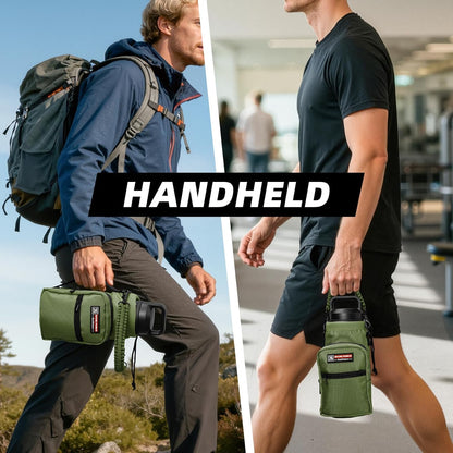 NATURE PIONEOR Water Bottle Holder with Adjustable Strap - 26/32/36/40/46/64oz Insulated Water Bottle Sling Carrier with Paracord Handle & 2 Pockets, Outdoor Sports, Hiking, Camping, Gym