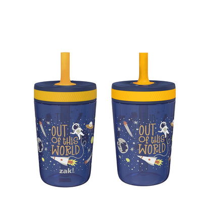 Zak Designs 15oz Bluey Kelso Tumbler Set, Leak-Proof Screw-On Lid with Straw Made of Durable Plastic and Silicone, Perfect Bundle for Kids, 2 Count (Pack of 1) - Colors A