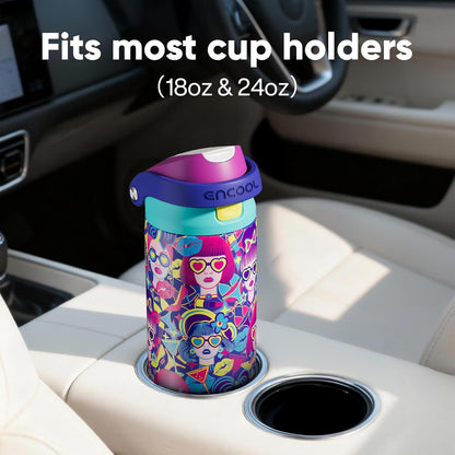 ENCOOL Leakproof Insulated Water Bottle with Straw Dual-Sip Water Bottle Bag-Safe Design for Work, Commute & Gym – Keeps Drinks Cold All Day, 24 oz, Lemonade Pink - Colors B