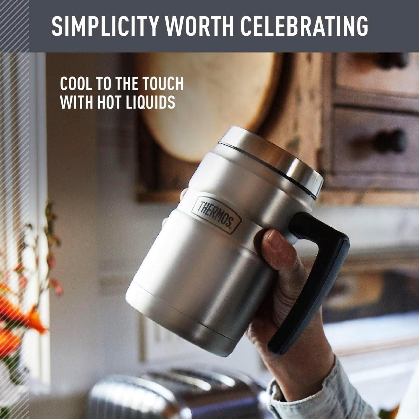 Thermos Stainless King 16 Ounce Coffee Desk Mug, Matte Steel