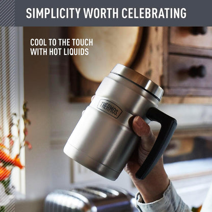 Thermos Stainless King 16 Ounce Coffee Desk Mug, Matte Steel