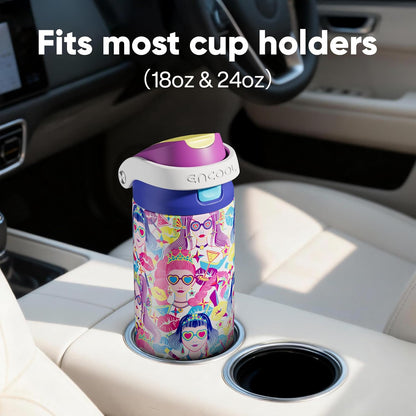 ENCOOL Leakproof Insulated Water Bottle with Straw Dual-Sip Water Bottle Bag-Safe Design for Work, Commute & Gym – Keeps Drinks Cold All Day, 24 oz, Lemonade Pink - Colors B