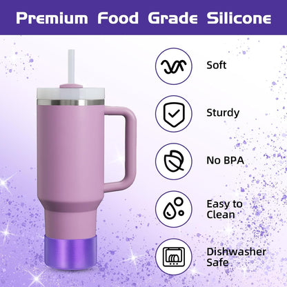 Glossy Gradient Silicone Boot, Compatible with Stanley H2.0 20-40oz & IceFlow 20-30oz, Chameleon Metallic Shimmer Cup Sleeve Protector for Hydroflask and Bottle Bottom with 2.8-3in