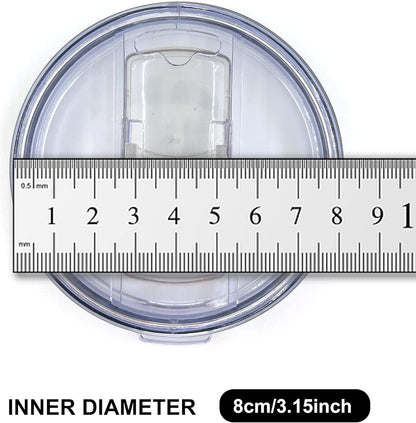 2 Replacement Lids for Stainless Steel Tumbler Travel Cup - Fits OF Inner diameter 3.7 to 3.74 INCH Yeti Rambler and others (Transparent) (30 OZ)
