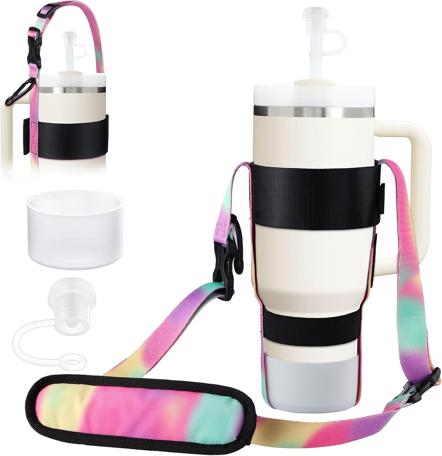 EasyAcc Water Bottle Holder Strap Sling, for Owala FreeSip 24 32 40 oz, Hydro Flask, Cirkul, Yeti, Stanley Flip, Universal Water Bottles, with Carabiner, for Walking Curise Travel (Bottle Excluded)
