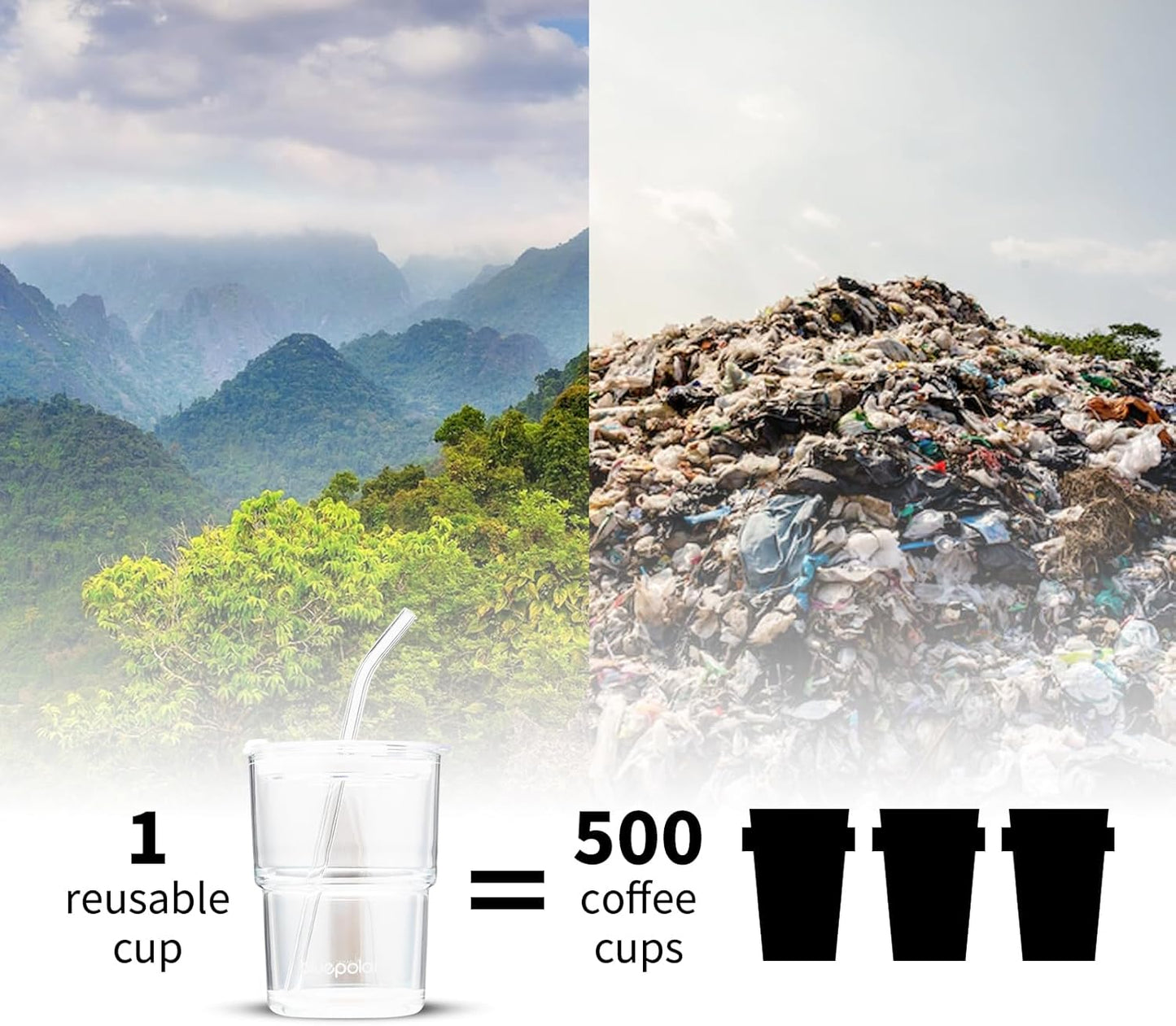 BLUEPOLAR 13oz/400ml Glass Water Tumbler with Straw and Lid Sealed Carry On Thick Wall Iced Coffee Cup Glass Cup for Water, Iced Tea Fruit Juice Etc (White-2Pack)