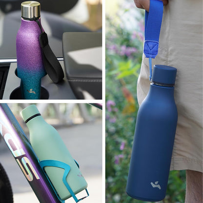 Konokyo Insulated Water Bottle with Strap,18 oz Double Wall Stainless Steel Vacuum Bottles Metal Water Flask,Macaron Green - Colors A