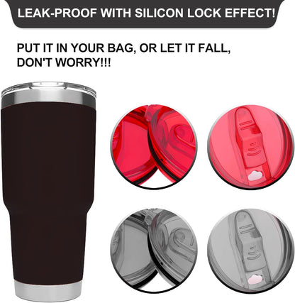 2 Replacement Lids for Stainless Steel Tumbler Travel Cup - Fits OF Inner diameter 3.7 to 3.74 INCH Yeti Rambler and others (Transparent) (30 OZ)