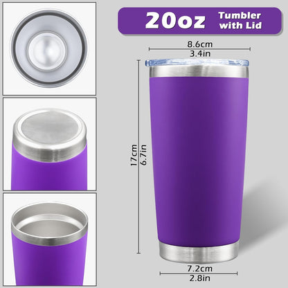 AIANJI 20oz Tumbler Bulk Stainless Steel Tumblers with Lid Vacuum Insulated Double Wall Travel Coffee Mug Powder Coated Tumbler Cup for Hot and Cold Drinks(Stainless Steel, 1 pack)