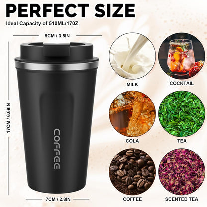 MOMSIV 12oz Travel Mug, Insulated Coffee Cup with Leakproof Lid, Travel Coffee Mug Vacuum Stainless Steel Double Walled Reusable Coffee Cup for Hot and Cold Water Coffee