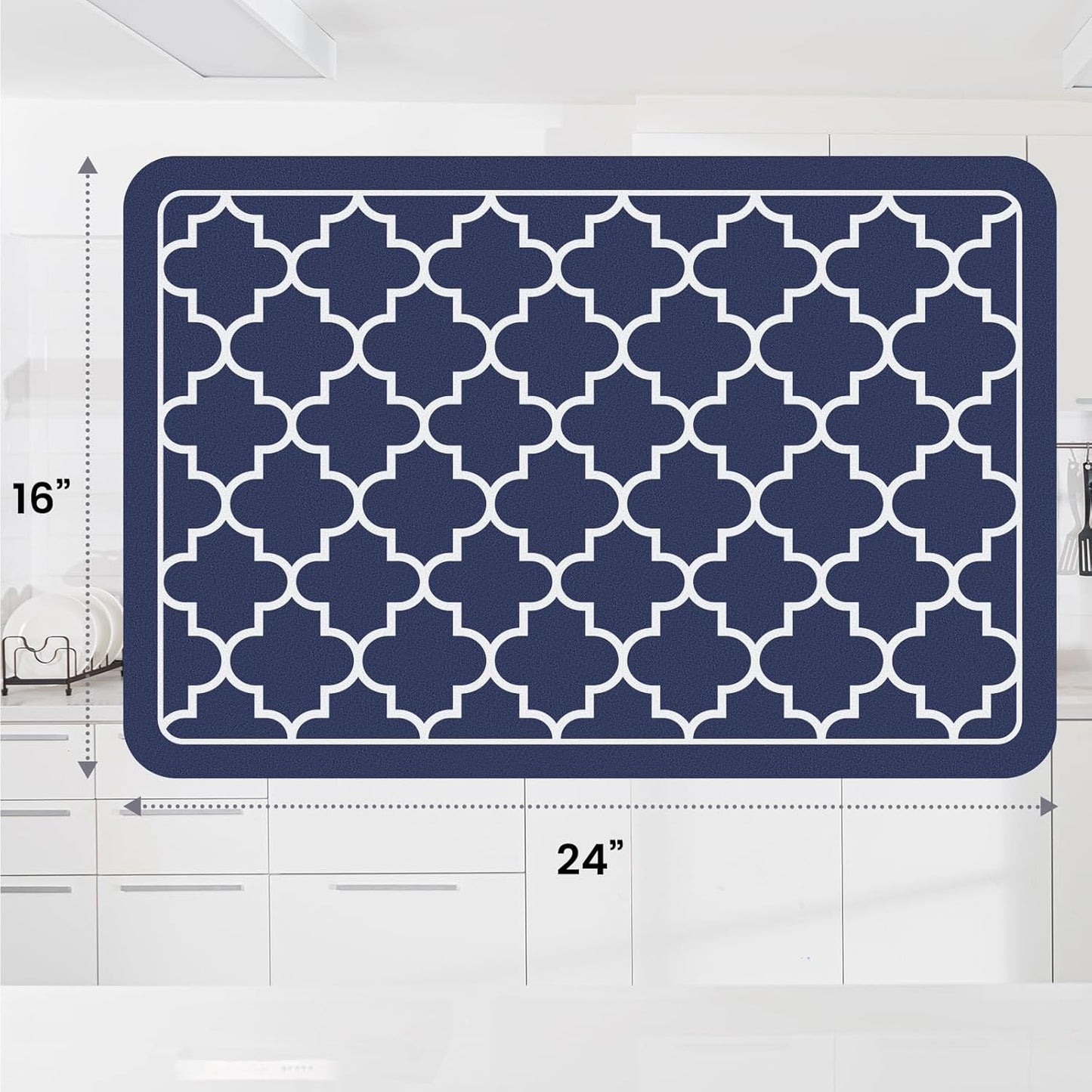 WISELIFE Dish Drying Mat Super Absorbent Drying Mat Large Dish Drying Mats for Kitchen Counter Easy Clean Dish Mat Kitchen Drying Mat15"x 18" Stylish Grey