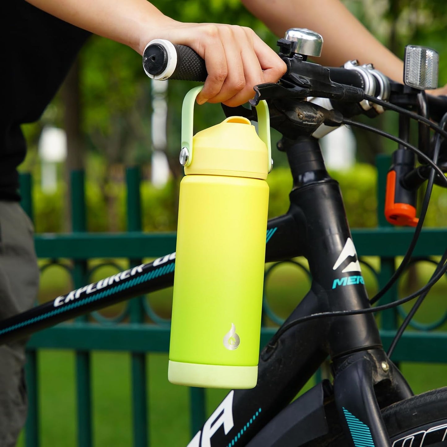 BJPKPK Insulated Water Bottle with Straw Lid, 18oz Thermo Water Bottles with Soft Nozzle, Flex Handle & Non-slip Boot, BPA Free Leak Proof Stainless Steel Metal Thermo, Tumblers, Cups,Sea Salt