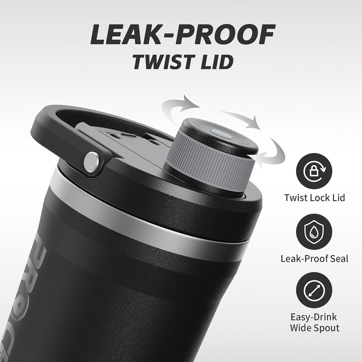 PROCHAIN Insulated Stainless Steel Shaker Bottle, Metal Shaker Cup for Protein Shakes with Storage, Leak-Proof Twist Lock Lid, Perfect for Gym Sports, 20 oz