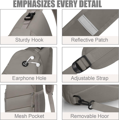 Pritent Crossbody Bags for Women Men Trendy Sling Bag Backpack Casual Chest Bag with Convertible Shoulder Strap