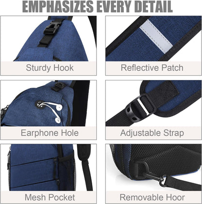 Pritent Crossbody Bags for Women Men Trendy Sling Bag Backpack Casual Chest Bag with Convertible Shoulder Strap