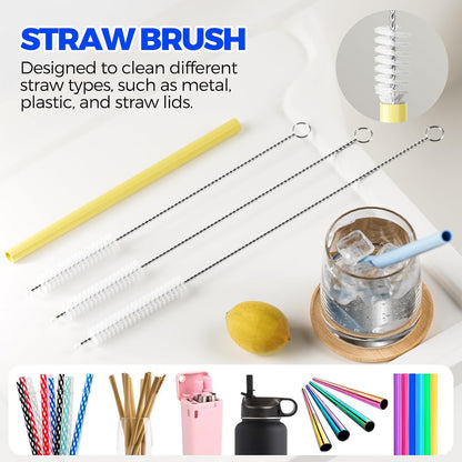 6 PACK Holikme 4 in 1 Cup Lid Cleaning Brush Set with 3 Straws, Multifunctional Bottle Brush, Silicone Cup Lid Gap Cleaner, Durable Bristle Crevice Cleaning Brush,Flat End Brushes,Navy & Black & Olive
