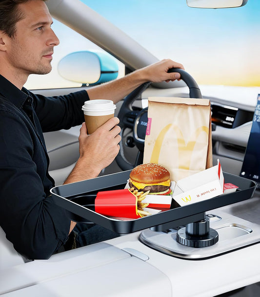 Car Cup Holder Tray, Car Food Tray Table for Car Eating Lunch, Cup Holder Expander Insert Interior, Long Road Trip Essentials Travel Patrol Accessories Drink Holder Organizer for Semi Truck Rv