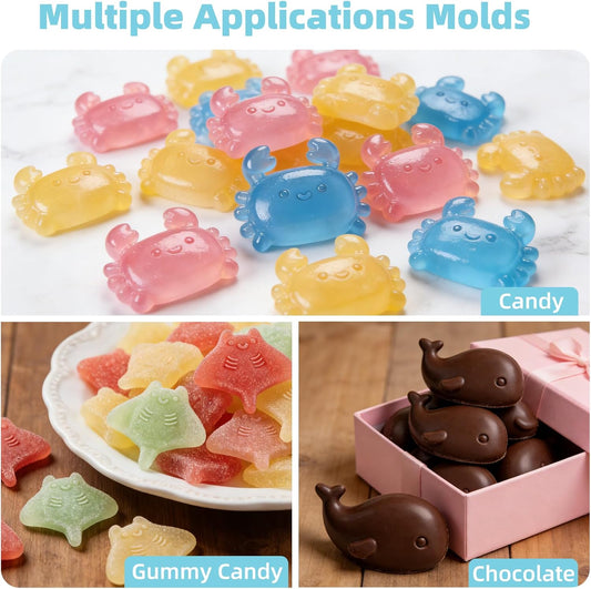 Fu Store Ice Cube Tray Shell Silicone Ice Cube Trays with Cute Marine Life Shapes Cubes Easy to Release Perfect for Freezer Home, Kitchen, Drinks, Cocktail, Coffee, Chocolate Mold (Blue)