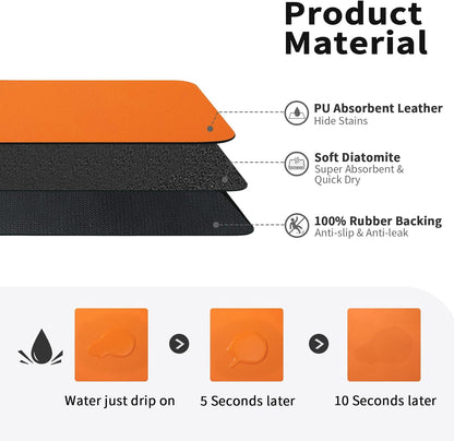 HotLive Dish Drying Mat for Kitchen Counter, Heat Resistant Drainer Mats with Non-slip Rubber Backed, Hide Stain Kitchen Super Absorbent Draining Mat, Easy to Clean Dish Rack Pad, Dark Grey 16"x18"