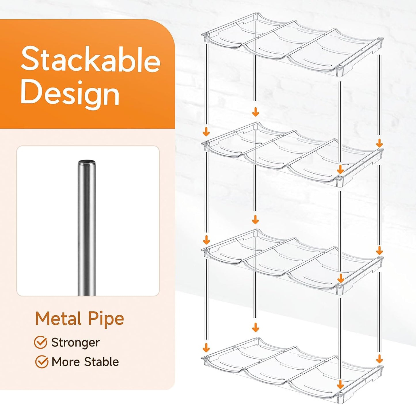Sbosbo Water Bottle Organizer for Stanley 40 oz Tumbler, Stackable Water Bottle Holder for Kitchen Fridge Cabinet Organization and Storage, Plastic Wine Rack/Drink Bottle Holder (4 Pack - Hold 12)