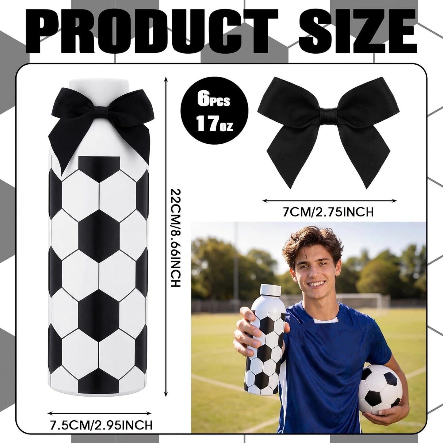 6 Pcs Softball Team Gifts Water Bottles Bulk 17 oz Softball Party Favors Decorations Stainless Steel Sports Tumblers with Bow Vacuum Insulated Reusable Leakproof Bottles for Birthday Father