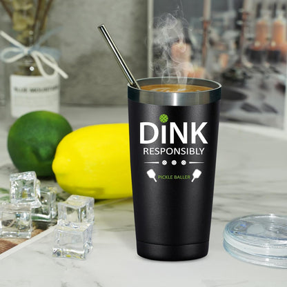 Fufandi Pickleball Gifts for Men Women - Pickle Ball Dink Responsibly - Christmas, Birthday Gifts for Pickleball Lovers Player Coach - Tumbler Cup 20oz