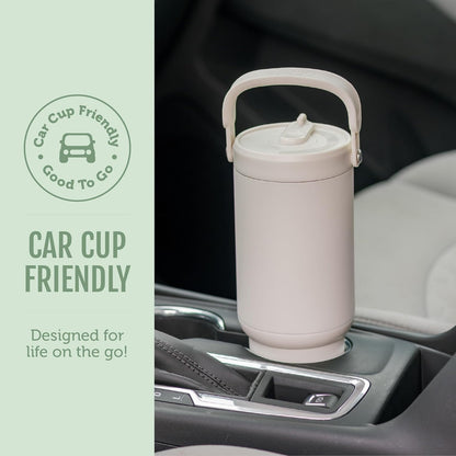 Ello Oasis Go+ 26oz Tumbler with Top Handle and Retracting Straw | Reusable Insulated Stainless Steel Cup, 100% Leakproof Water Bottle, 24 Hours Cold, Cup Holder Friendly For Travel | Wild Rasberry