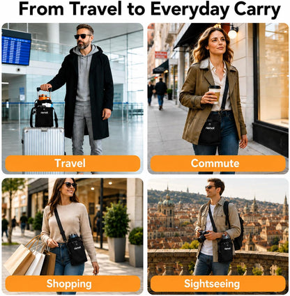 riemot Luggage Cup Holder with Strap, Travel Drink Holder with Phone Pocket, Hands Free Suitcase Drink Carrier Fits Stanley 40oz Cups, Luggage Accessories for Travel Airport Convenience