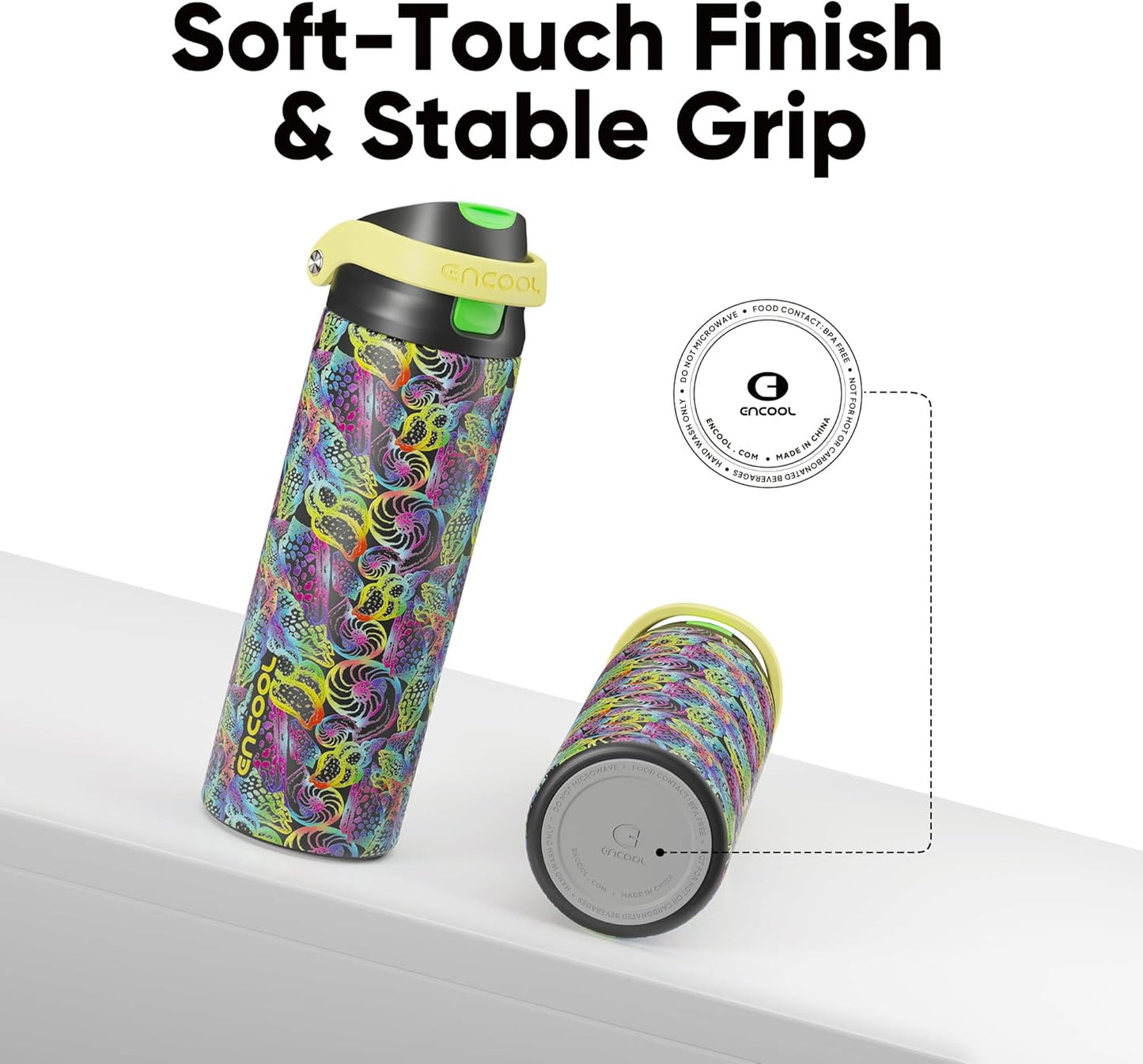 ENCOOL Leakproof Insulated Water Bottle with Straw Dual-Sip Water Bottle Bag-Safe Design for Work, Commute & Gym – Keeps Drinks Cold All Day, 24 oz, Lemonade Pink - Colors A