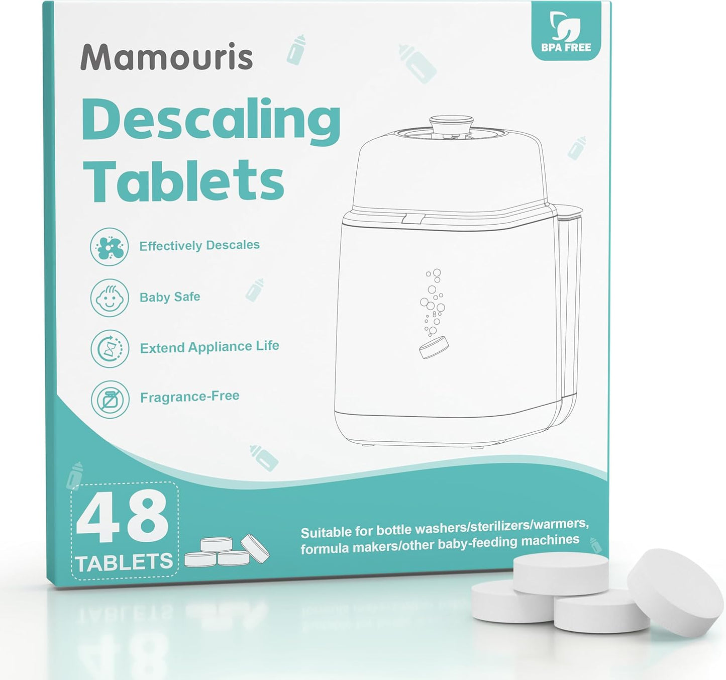 Descaling Tablets for Bottle Washer & Warmers: 36 Count Descaler Tablets Removes Limescale & Milk Residue, Citric Acid Cleaner Compatible with Momcozy Baby Brezza Grownsy Papablic Baby Bottle Washer
