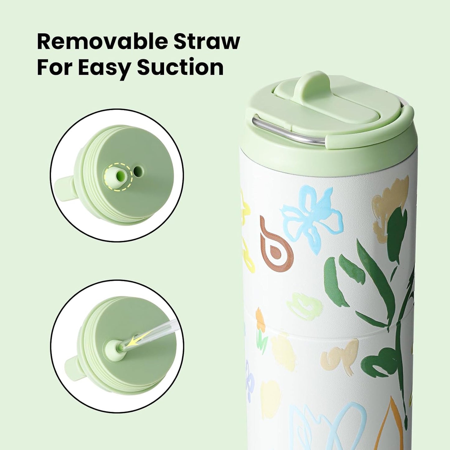 BOTTLE BOTTLE Insulated Water Bottle 24oz with Straw Lid and Handle for Sports Travel Gym Stainless Steel Water Bottles Double-Wall Vacuum Metal Leak Proof BPA-Free