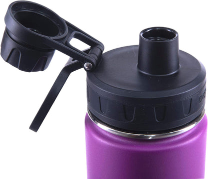 Drinco Stainless Steel Water Bottle Spout Lid Vacuum Insulated Double Wall Water Bottle Wide Mouth (40oz 32oz 22oz 18oz 14oz) Leak Proof Keep Cold Sport Camping Hiking (22 oz, 22oz Black)