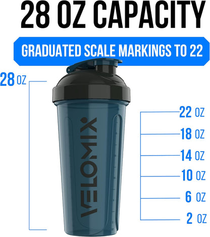 VELOMIX -3 PACK- 28 oz Protein Shaker Bottle for Protein Mixes - 3x Wire Whisk | Leak Proof Shaker Cups for Protein Shakes | Stackable Protein Shaker Bottle Pack | Dishwasher Safe (ColorBurst Set)