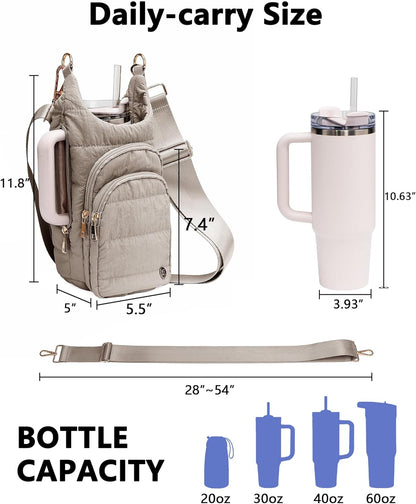 Water Bottle Holder with Strap, 40 oz Crossbody Water Bottle Carrier Sling Bag with RFID Blocking Phone Pocket for Gym Hiking Walking Travel