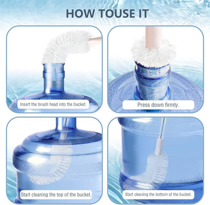 2 Pack 28" Long Bottle Brush, 3 & 5 Gallon Bottle Cleaner Brush, Nylon Bristles and Stainless Steel Handle Bendable Replaceable Brush Head Bottle Cleaning Brush