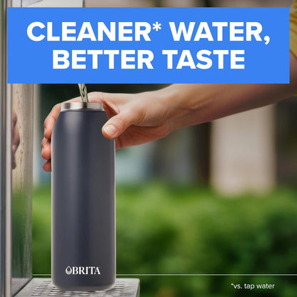 Brita Stainless Steel Premium Filtering Water Bottle, BPA-Free, Reusable, Insulated, Replaces 300 Plastic Water Bottles, Filter Lasts 2 Months or 40 Gallons, Includes 1 Filter, Glacier - 20 oz