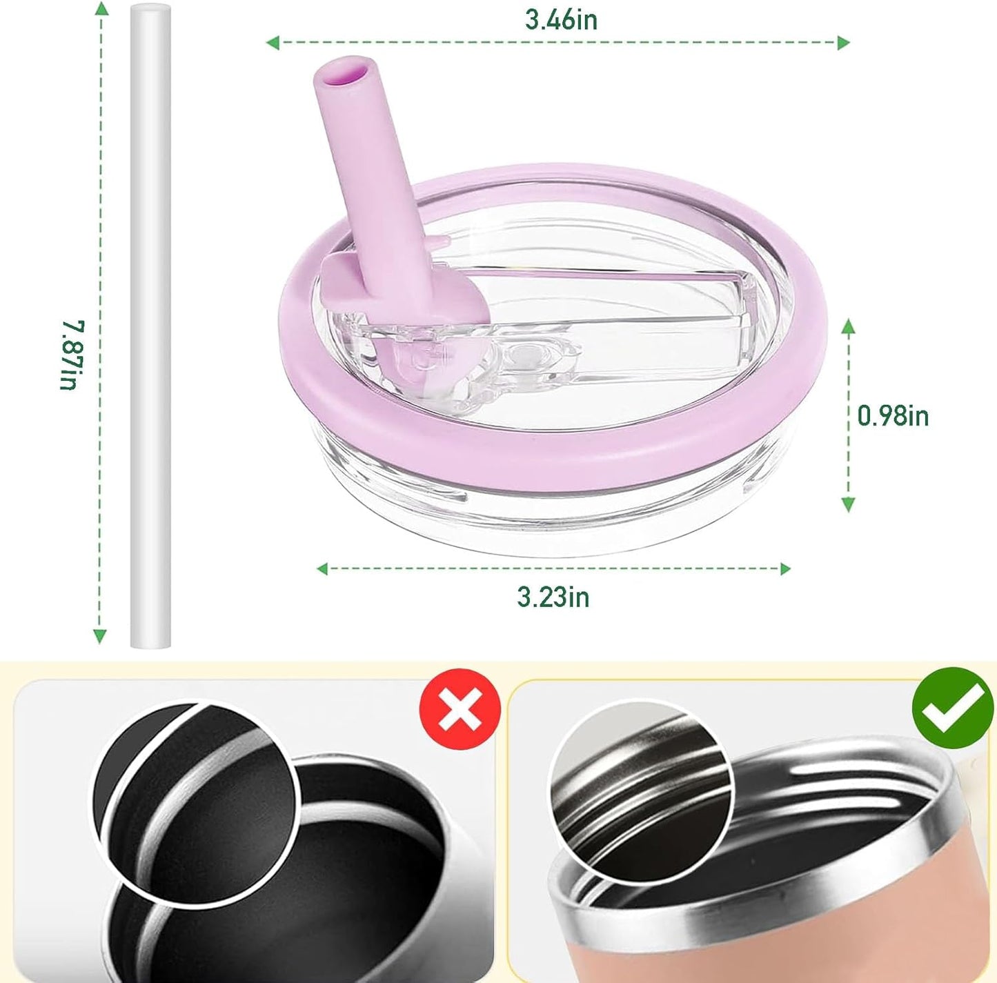 2 Pack 30 oz Tumbler Flip Straw Lid Replacement Compatible for Stanley Quencher, Leak Proof Lid Replacement for 30 OZ Stanley H2.0 FlowState Tumbler,Spill Proof Splash Reusable (Transparent Cream)
