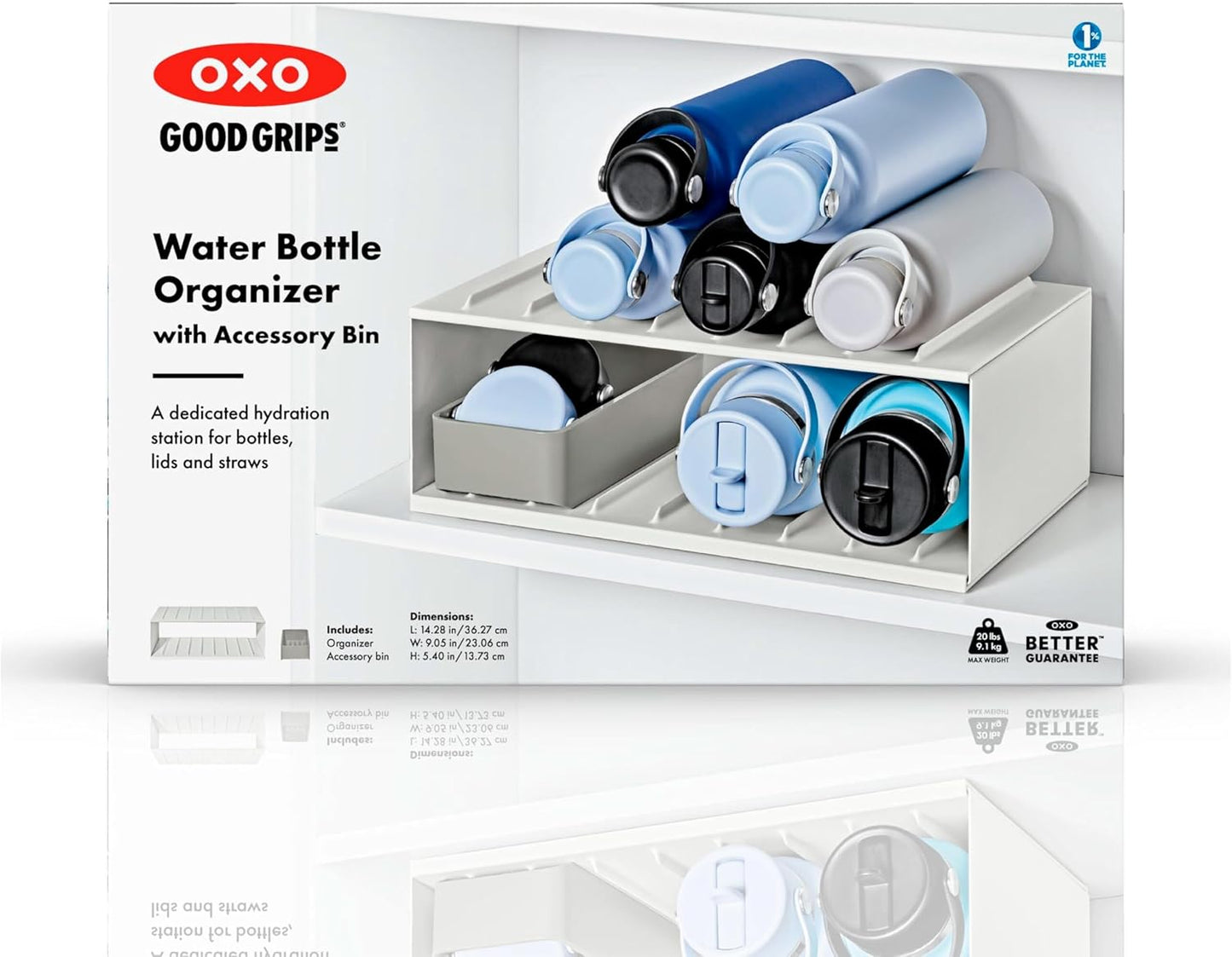 OXO Good Grips Water Bottle Organizer and Accessory Bin, Water Bottle Holder