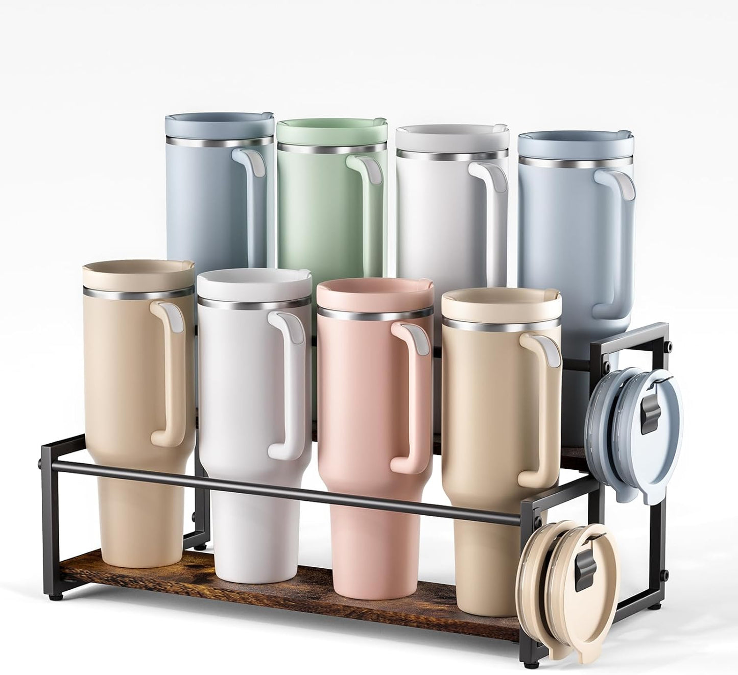 MOJOHAND Water Bottle Organizer for Full Stanley and Others' Large Tumbler Organization, Pantry Kitchen Organizers and Storage for Cup Accessories, Water Bottle Holder Wine Rack - 3 Tier Hold 12